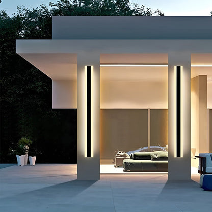 Linear LED Long Outdoor Wall Light – Minimalist Waterproof Exterior Wall Mount Lighting for Porch, Patio & Building Facade