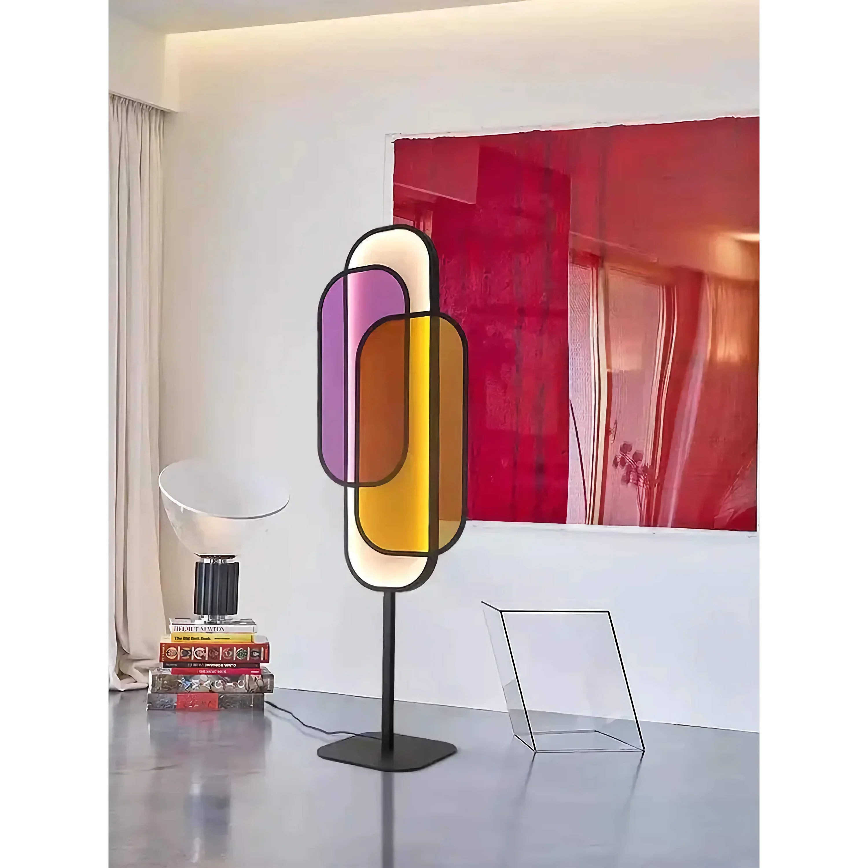 Modern Acrylic Floor Lamp – Sleek Iron Frame with Translucent Shades for Living Room & Office Lighting