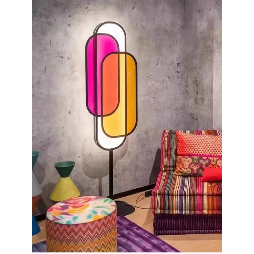 Modern Acrylic Floor Lamp – Sleek Iron Frame with Translucent Shades for Living Room & Office Lighting