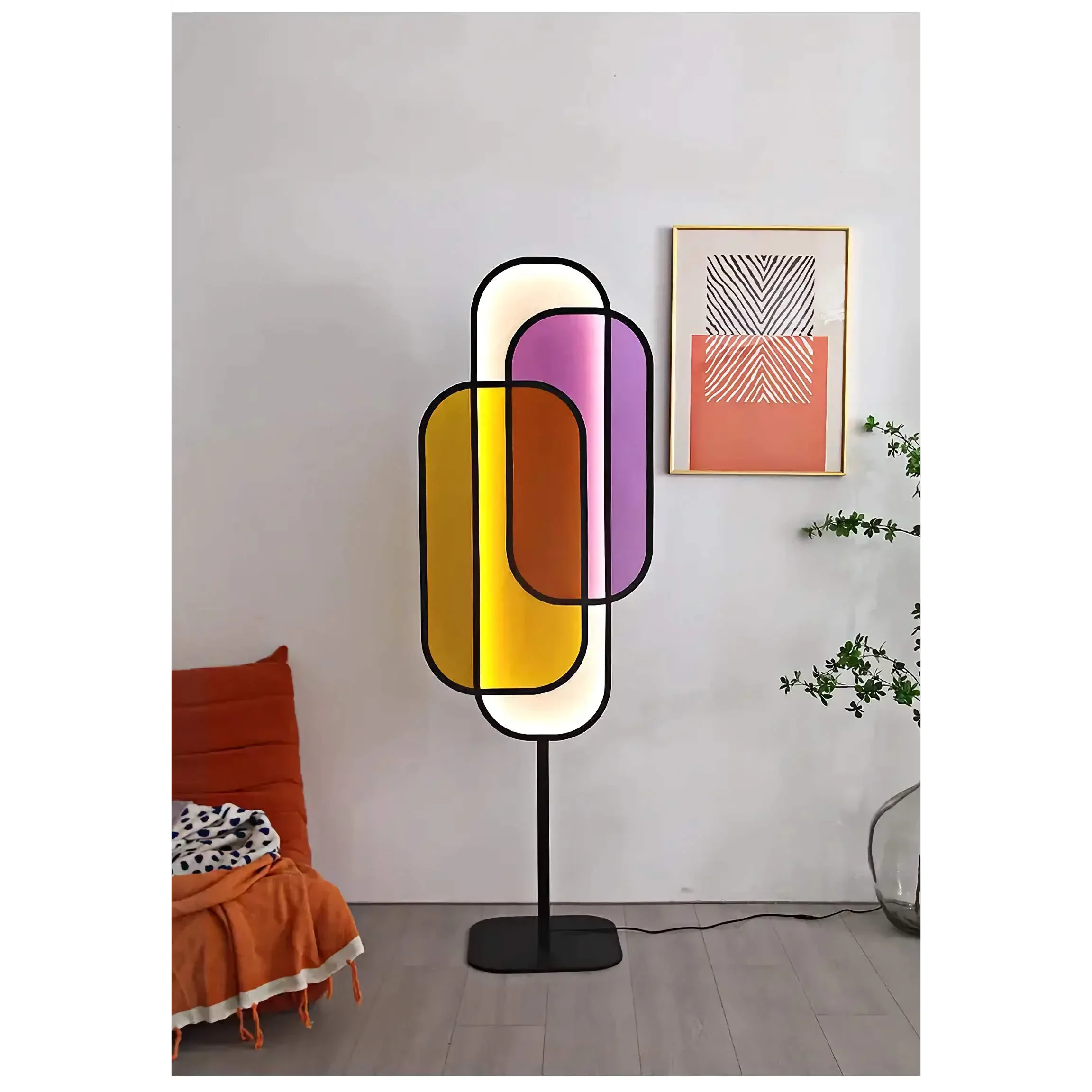 Modern Acrylic Floor Lamp – Sleek Iron Frame with Translucent Shades for Living Room & Office Lighting