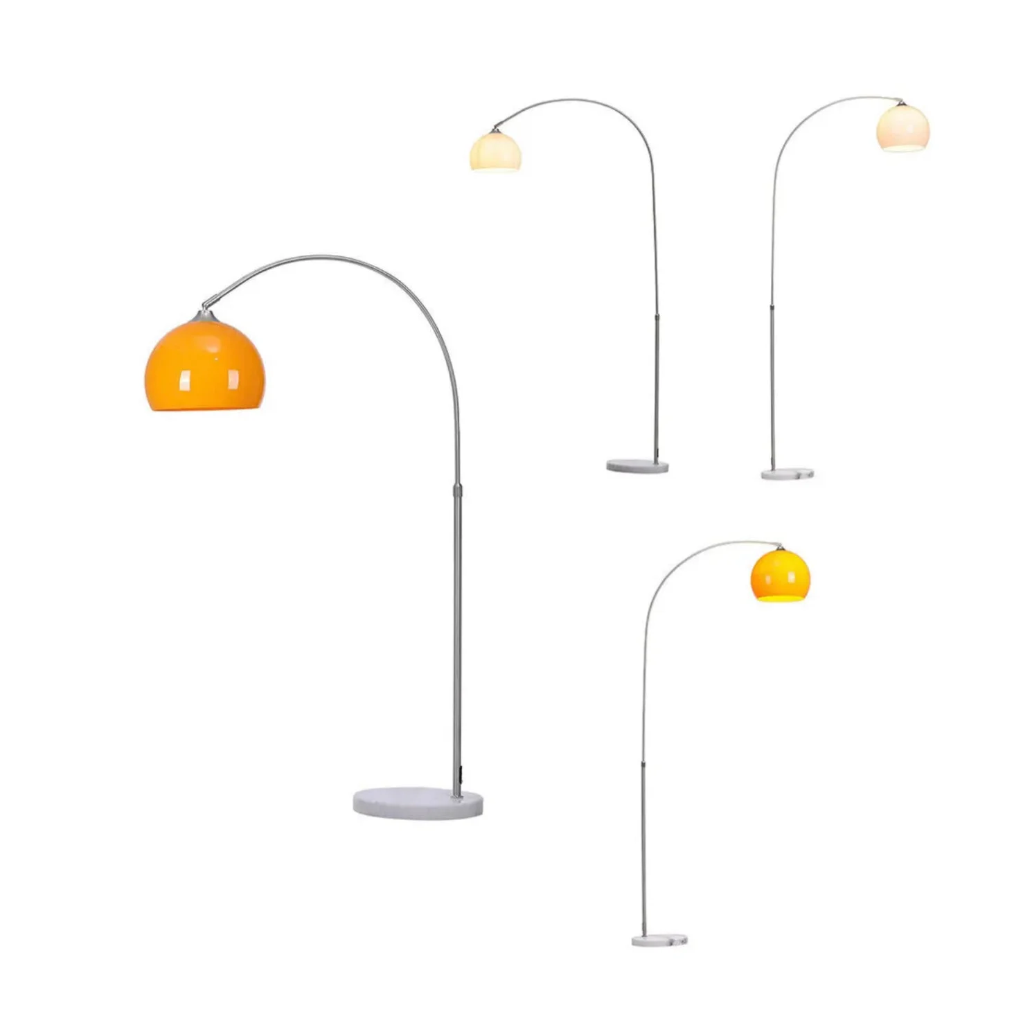 Modern Chrome Arc Floor Lamp – Elegant Curved Design with Frosted Glass Lampshade