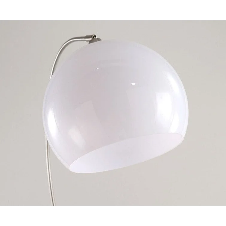 Modern Chrome Arc Floor Lamp – Elegant Curved Design with Frosted Glass Lampshade