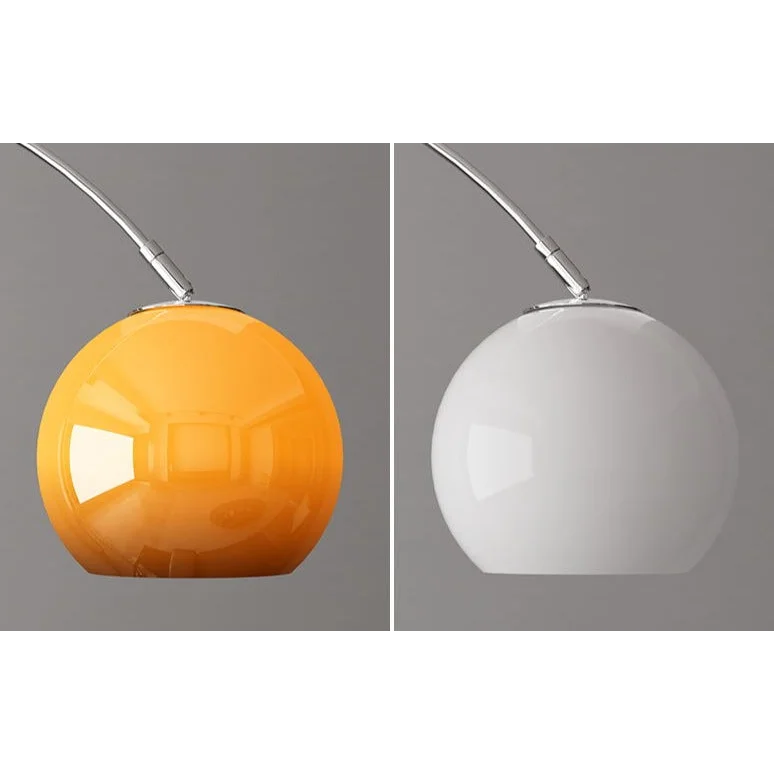 Modern Chrome Arc Floor Lamp – Elegant Curved Design with Frosted Glass Lampshade