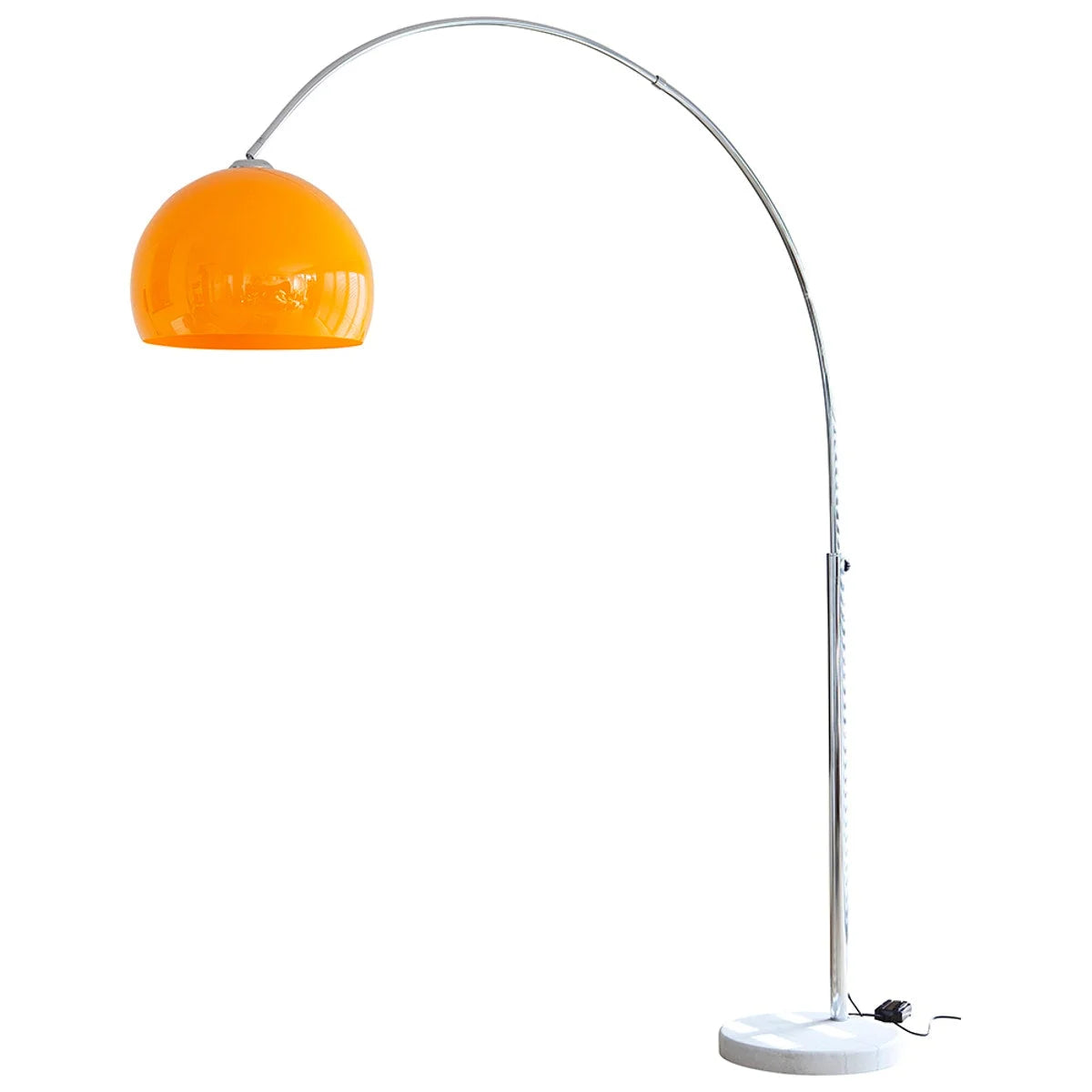 Modern Chrome Arc Floor Lamp – Elegant Curved Design with Frosted Glass Lampshade