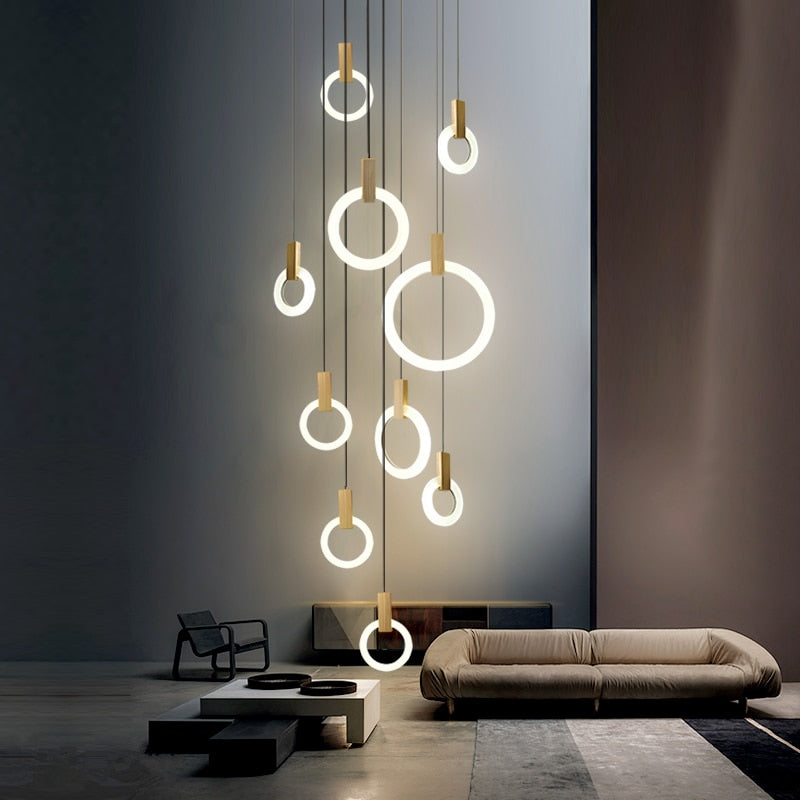 Multi-Ring LED Ceiling Light for Staircase, Dining & Living Room