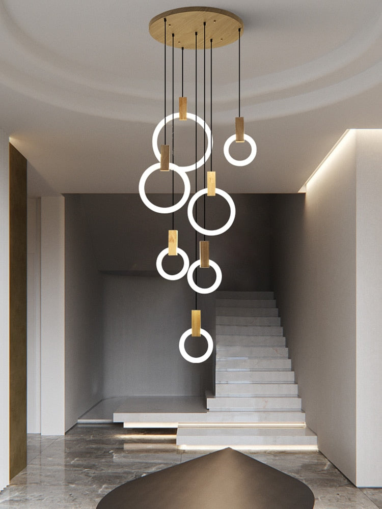 Multi-Ring LED Ceiling Light for Staircase, Dining & Living Room
