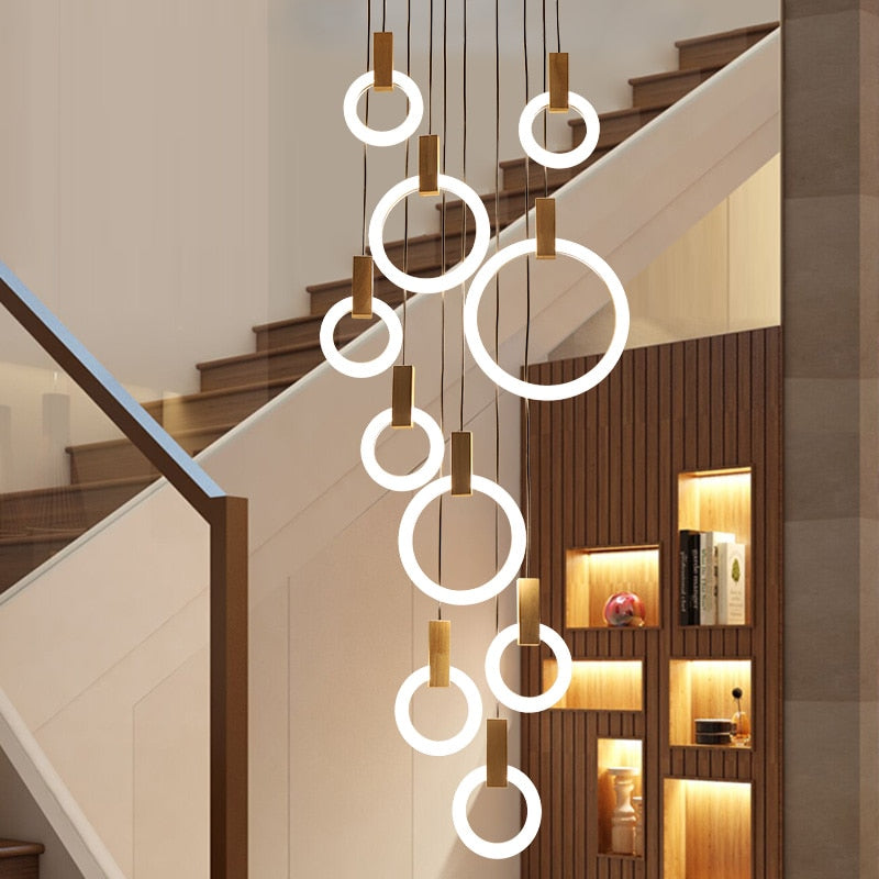 Multi-Ring LED Ceiling Light for Staircase, Dining & Living Room