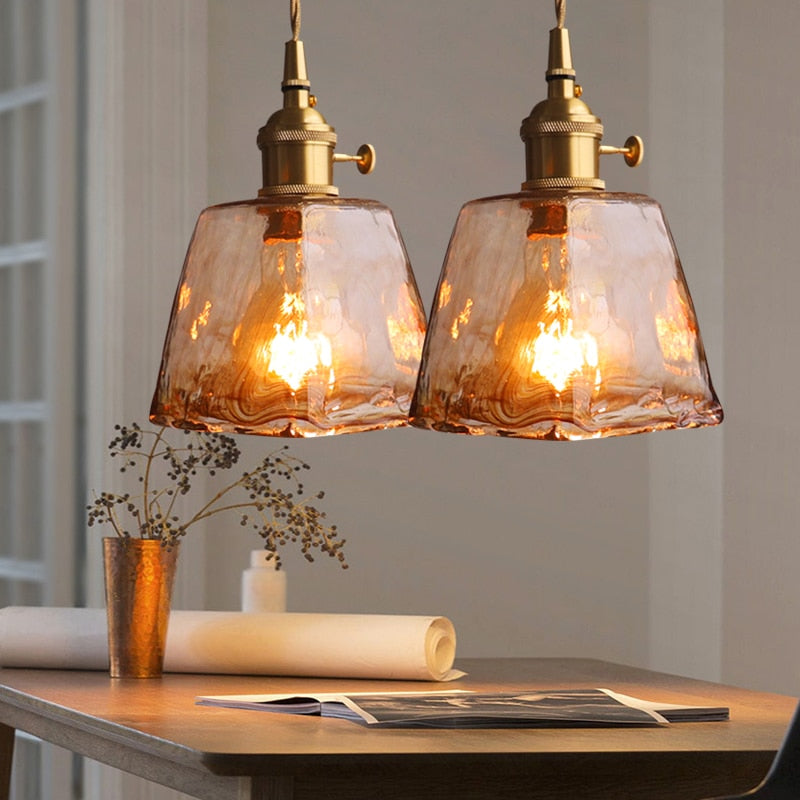 Nordic Modern Brass Glass Pendant Light for Kitchen, Dining Room & Bedroom