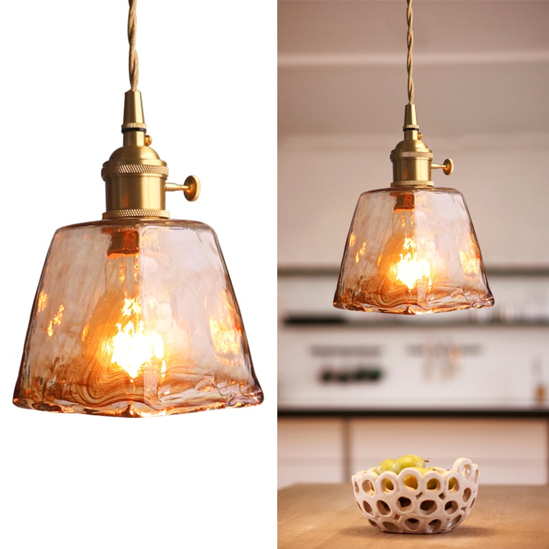 Nordic Modern Brass Glass Pendant Light for Kitchen, Dining Room & Bedroom
