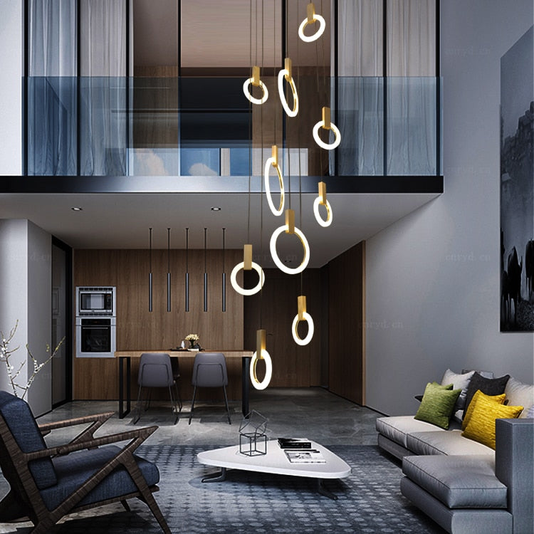 Multi-Ring LED Ceiling Light for Staircase, Dining & Living Room