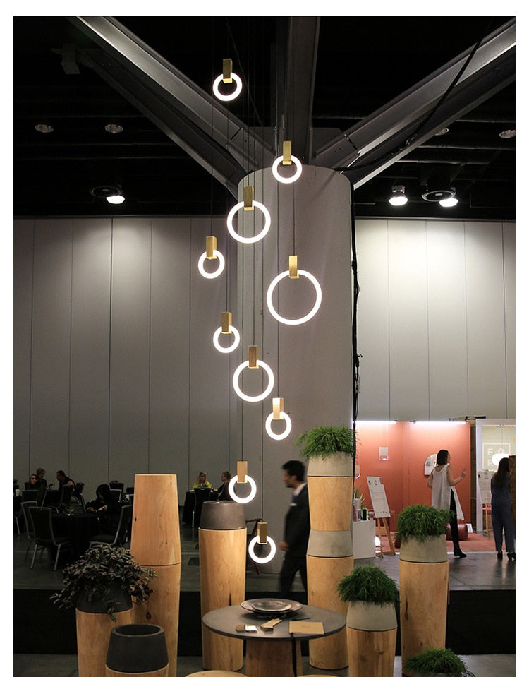 Multi-Ring LED Ceiling Light for Staircase, Dining & Living Room