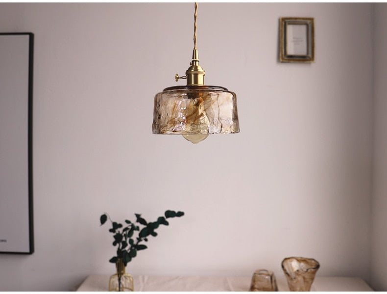 Nordic Modern Brass Glass Pendant Light for Kitchen, Dining Room & Bedroom
