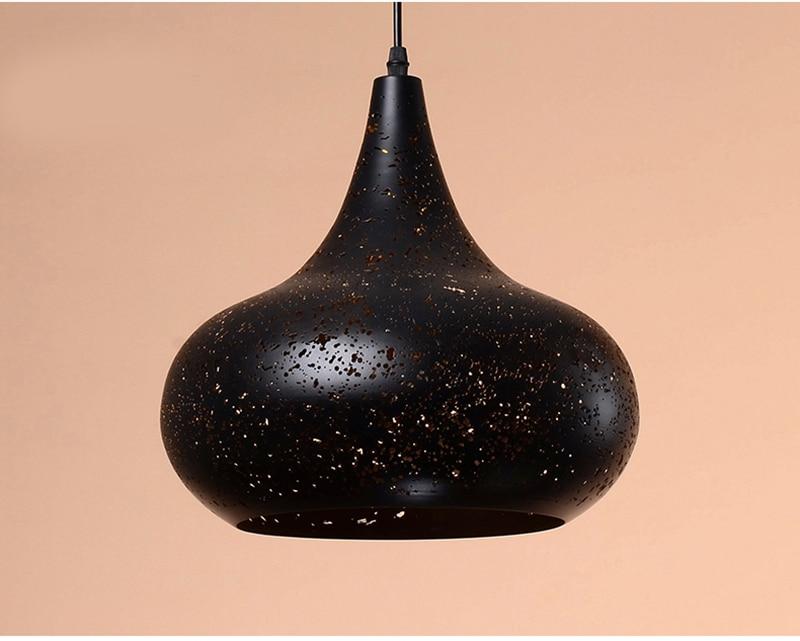 Vintage Iron Pendant Lamp – Nordic Loft Retro E27 Hanging Light with Etched Metal Shade