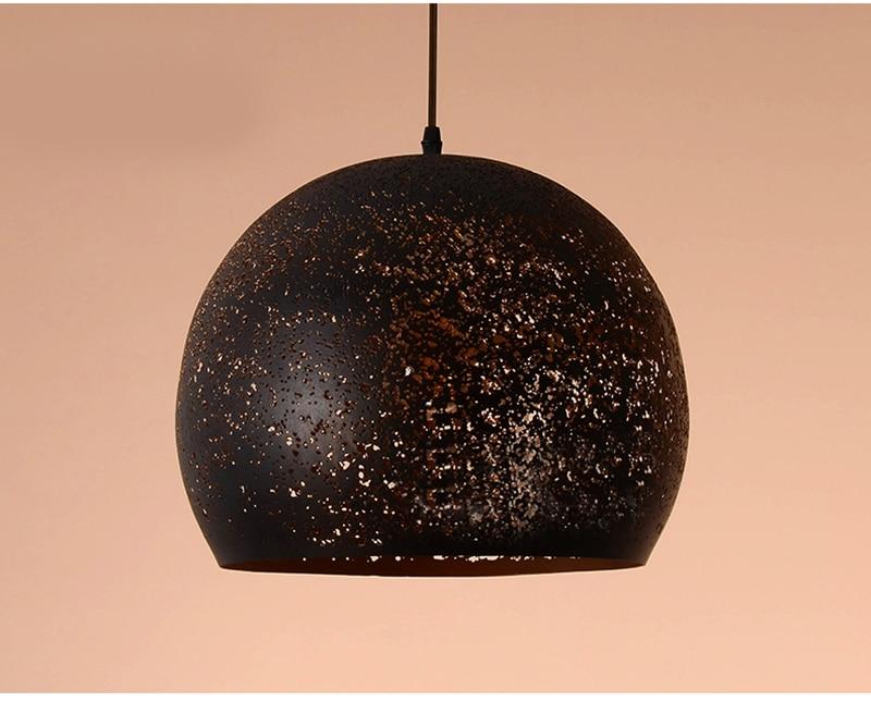 Vintage Iron Pendant Lamp – Nordic Loft Retro E27 Hanging Light with Etched Metal Shade