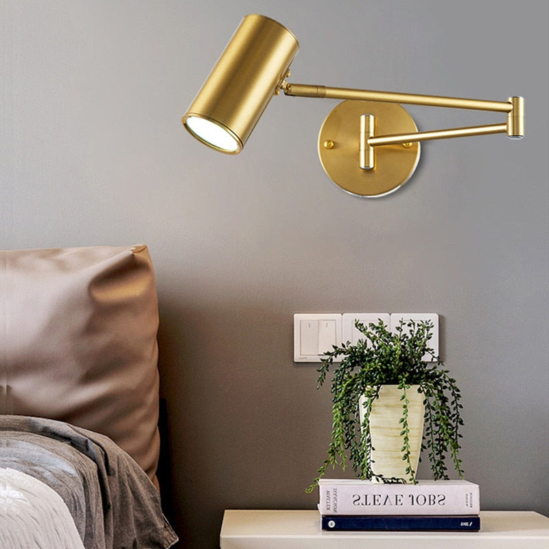 Brushed Brass Iron Wall Lamp with 4500K LED for Bedroom & Living Room