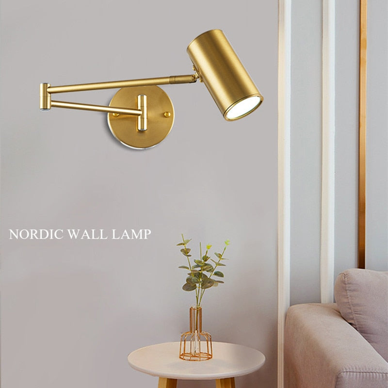 Brushed Brass Iron Wall Lamp with 4500K LED for Bedroom & Living Room