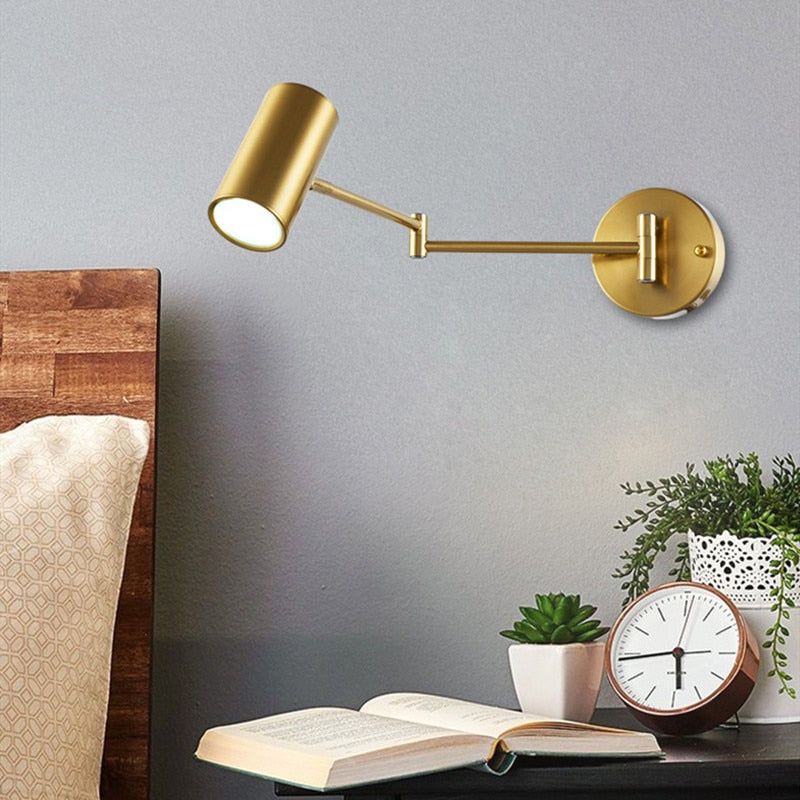 Brushed Brass Iron Wall Lamp with 4500K LED for Bedroom & Living Room