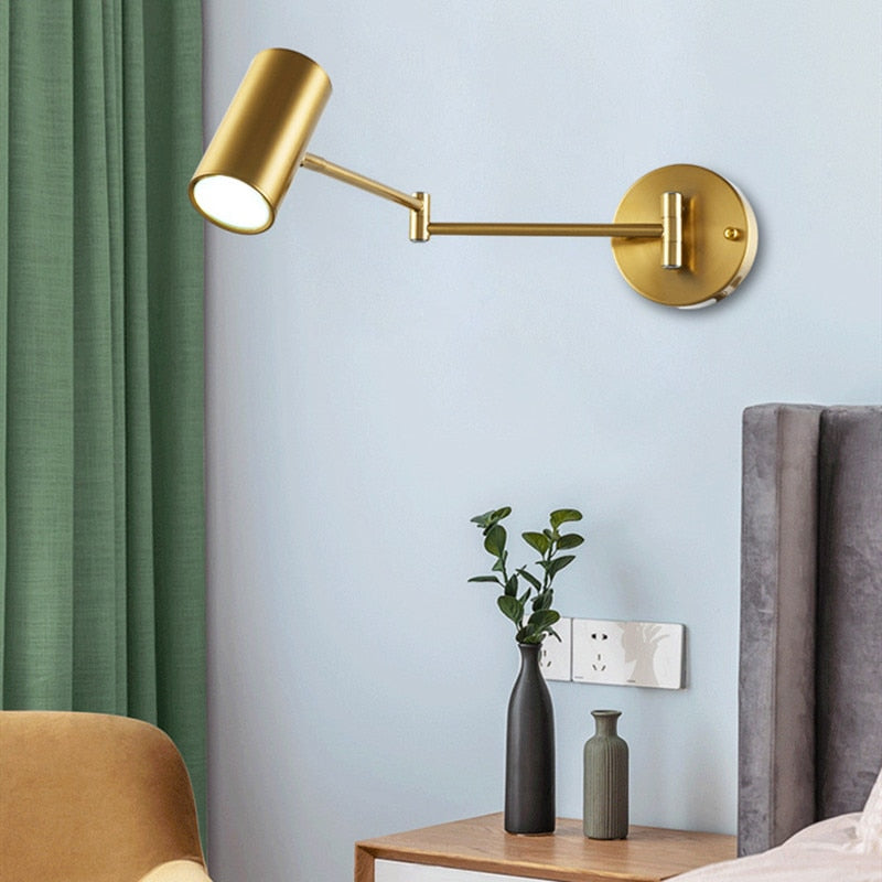 Brushed Brass Iron Wall Lamp with 4500K LED for Bedroom & Living Room