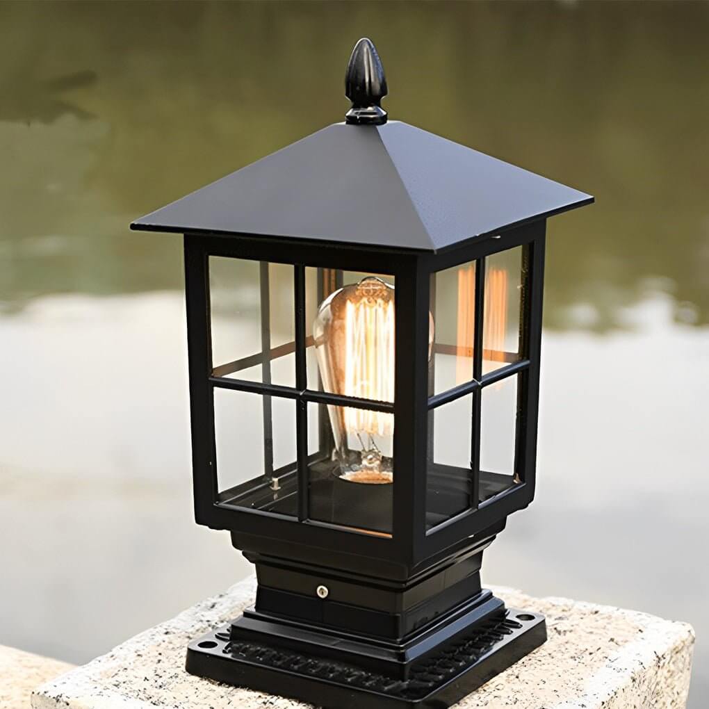 Traditional Square Solar Pillar Light – Classic Black Waterproof LED Outdoor Lamp for Gate, Garden & Patio venvolt
