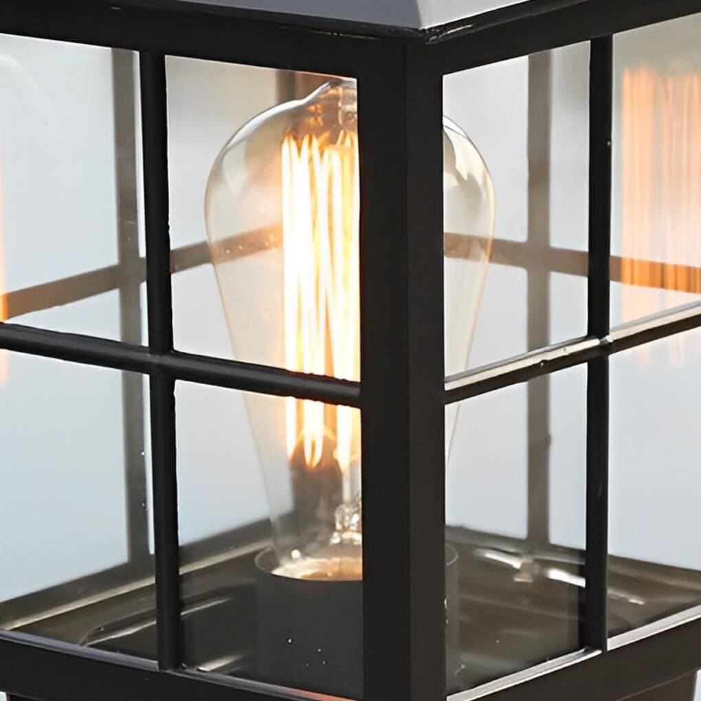 Traditional Square Solar Pillar Light – Classic Black Waterproof LED Outdoor Lamp for Gate, Garden & Patio venvolt