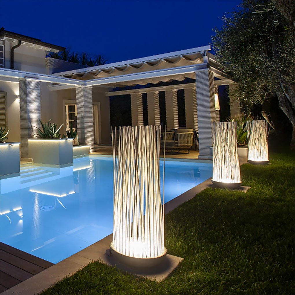 Artificial Grass Metal Bowl Design for Patio, Pool & Porch Lighting